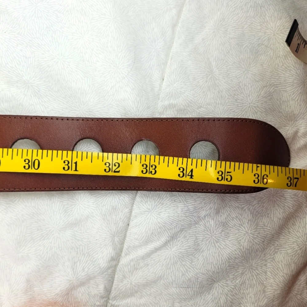 Old Navy brown woven wide leather belt artistic leather buckle boho festival S/M